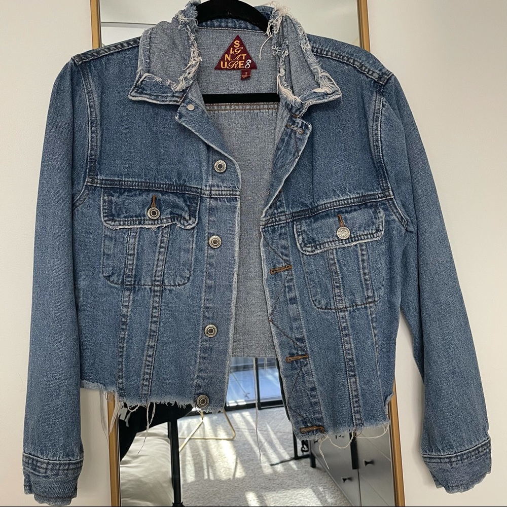 Thrifted cropped denim jacket